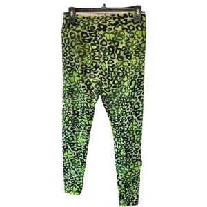 No Boundaries Green & Black Leopard Print Shamrock Leggings Large